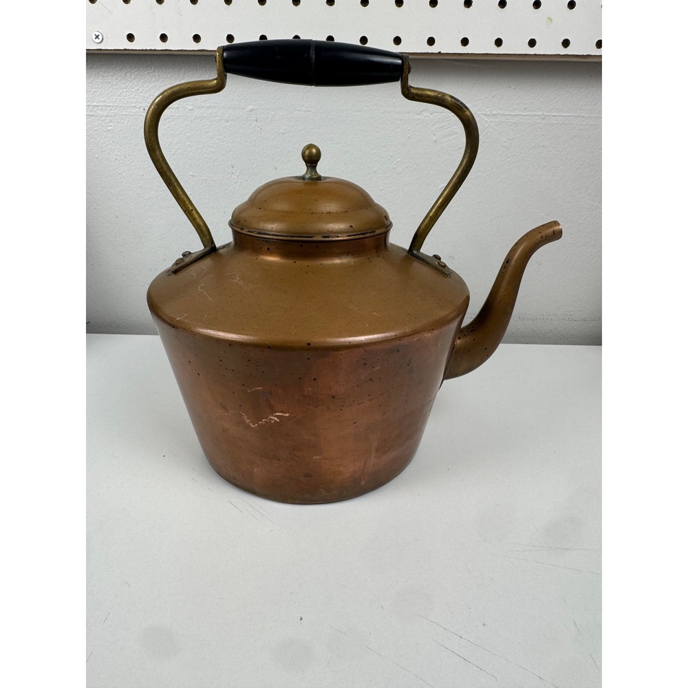 Vtg Taurus Portugal Copper Tea Kettle Pot‎ Rustic Farmhouse Cottagecore